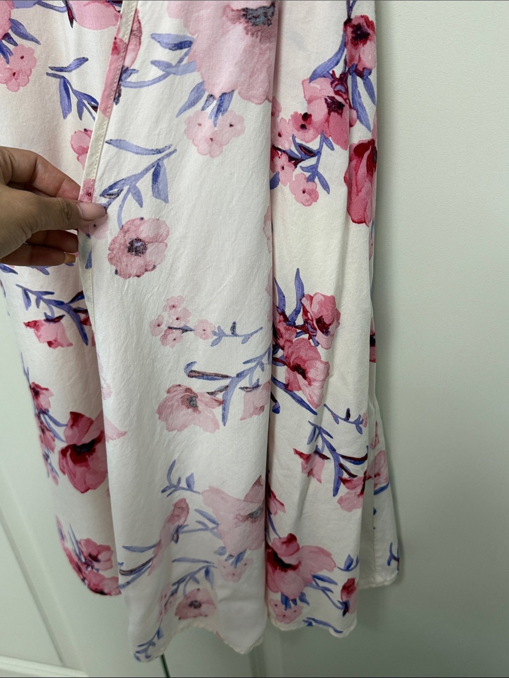 Forever 21 Pink Floral Wrap Midi Dress on White Background - Picture 6 of 11